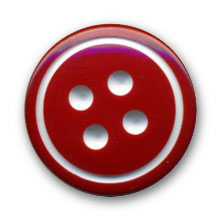 Bouton  en polyester rouge et blanc en 20 mm