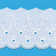 Broderie anglaise 100 % coton de 75mm - pice de 18,4 mtres