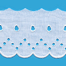 Broderie anglaise 100 % coton de 75mm - pice de 18,4 mtres