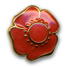 Bouton en mtal dor et laque rouge en 26 mm