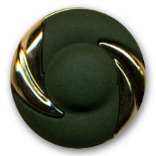 Bouton mtallis or et nylon faon velours vert en 19,23,28 mm