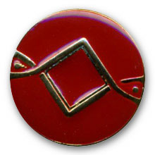 Bouton en mtal dor et laque rouge en 18 et 28 mm