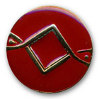 Bouton en mtal dor et laque rouge en 18 et 28 mm